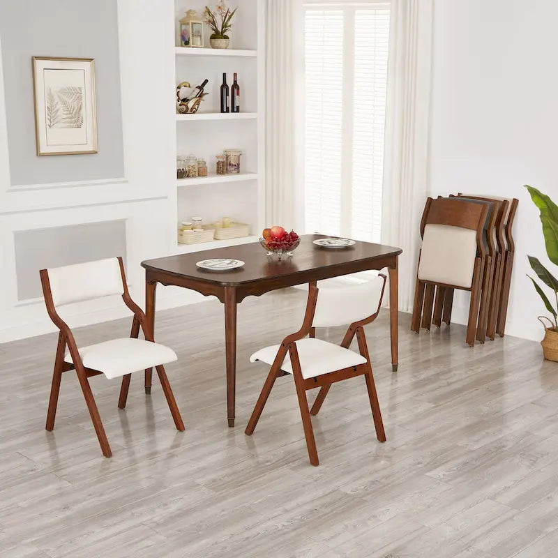 2-Piece Upholstered Folding Dining Chair, Space Saving Wood Chairs 3