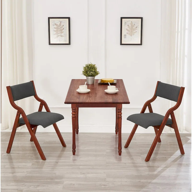 2-Piece Upholstered Folding Dining Chair, Space Saving Wood Chairs 4