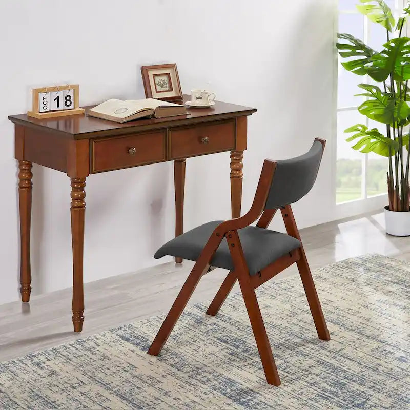 2-Piece Upholstered Folding Dining Chair, Space Saving Wood Chairs 5