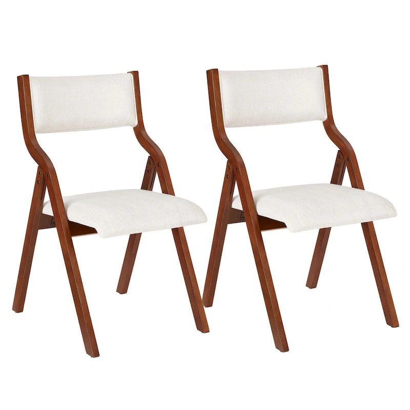 2-Piece Upholstered Folding Dining Chair, Space Saving Wood Chairs 6