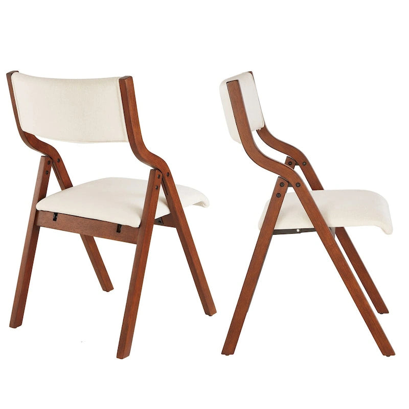 2-Piece Upholstered Folding Dining Chair, Space Saving Wood Chairs 7