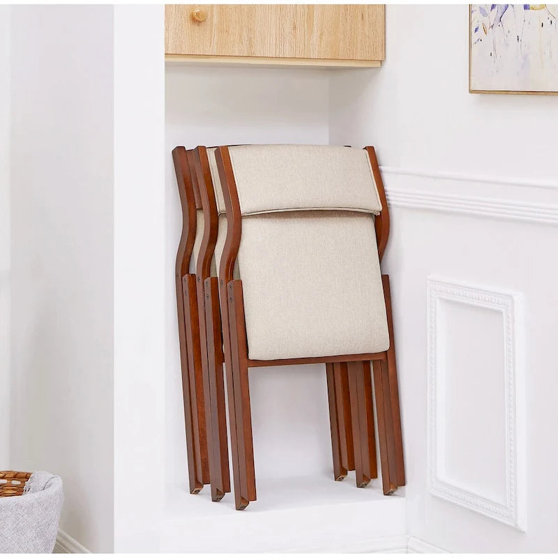 2-Piece Upholstered Folding Dining Chair, Space Saving Wood Chairs 8