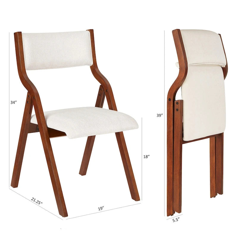 2-Piece Upholstered Folding Dining Chair, Space Saving Wood Chairs 9