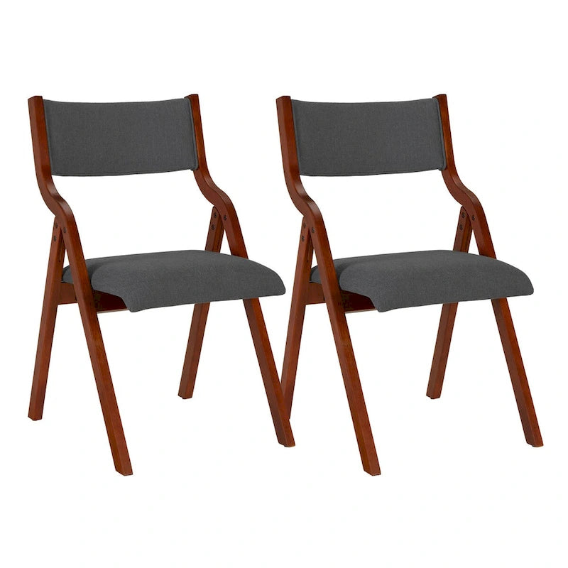 2-Piece Upholstered Folding Dining Chair, Space Saving Wood Chairs 10