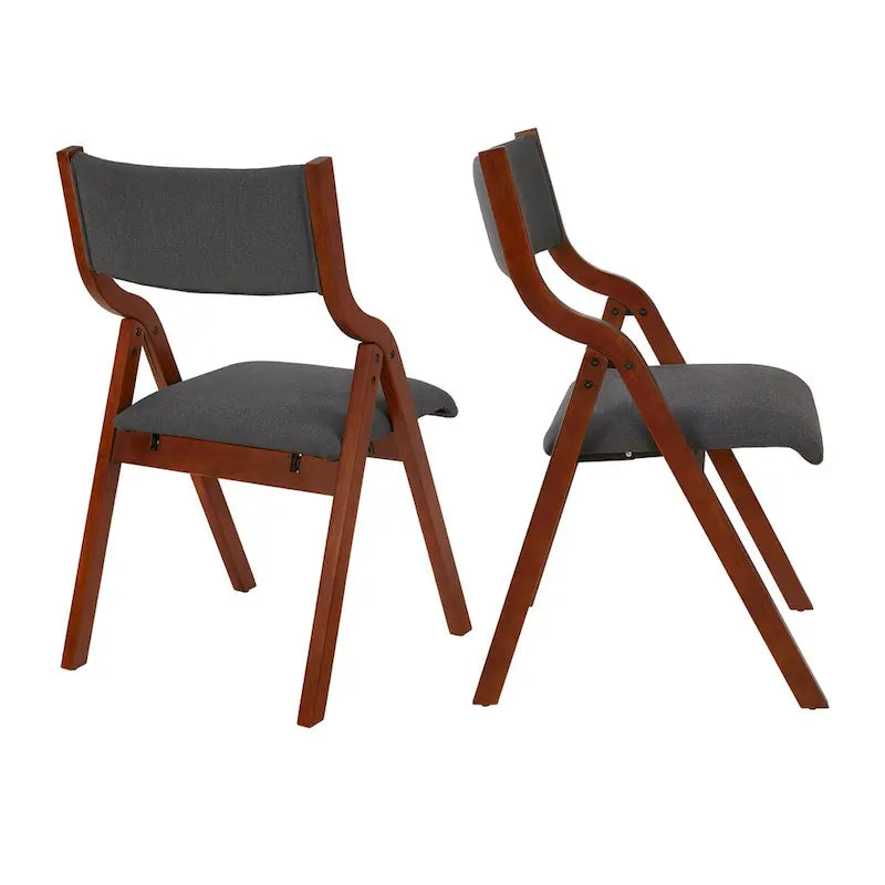 2-Piece Upholstered Folding Dining Chair, Space Saving Wood Chairs 11