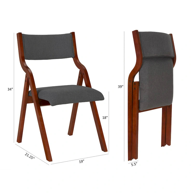 2-Piece Upholstered Folding Dining Chair, Space Saving Wood Chairs 13