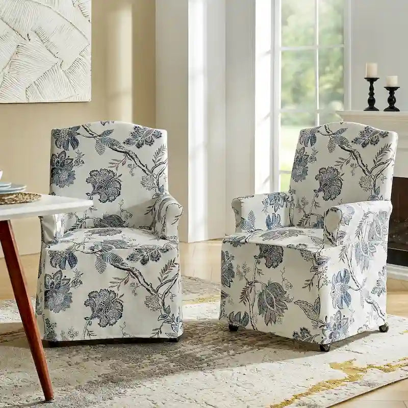 Alethea Upholstered Slipcover Arm Dining Chair with Soild Wood Legs Set of 2 by HULALA HOME 35
