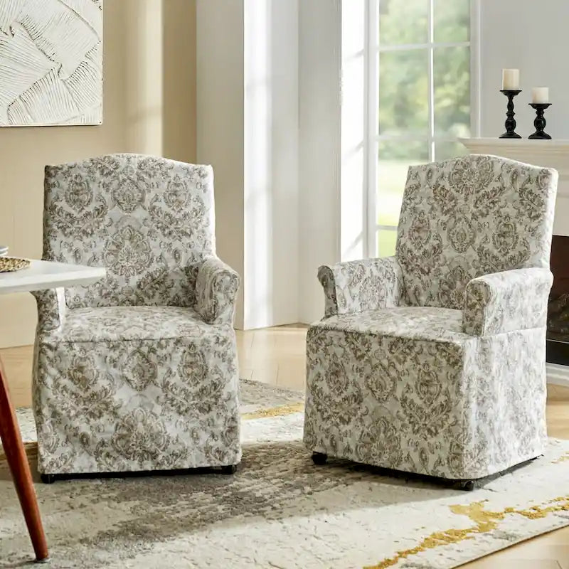 Alethea Upholstered Slipcover Arm Dining Chair with Soild Wood Legs Set of 2 by HULALA HOME 4