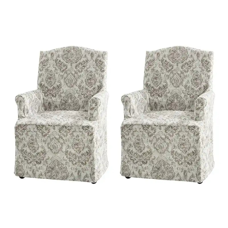 Alethea Upholstered Slipcover Arm Dining Chair with Soild Wood Legs Set of 2 by HULALA HOME 5