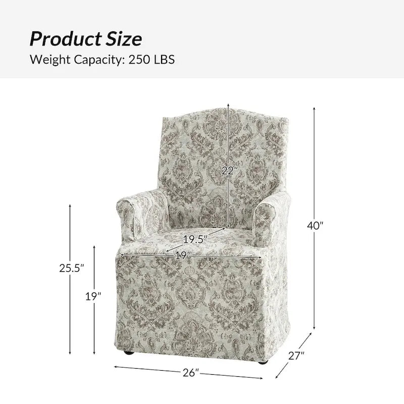 Alethea Upholstered Slipcover Arm Dining Chair with Soild Wood Legs Set of 2 by HULALA HOME 11