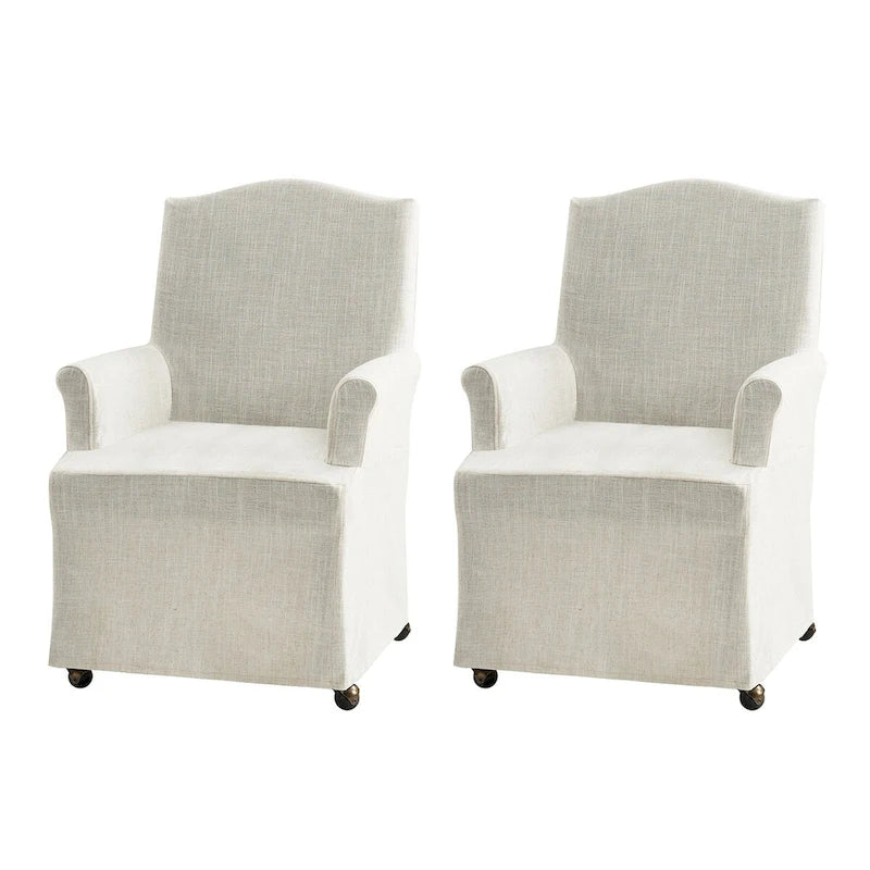 Alethea Upholstered Slipcover Arm Dining Chair with Soild Wood Legs Set of 2 by HULALA HOME 13