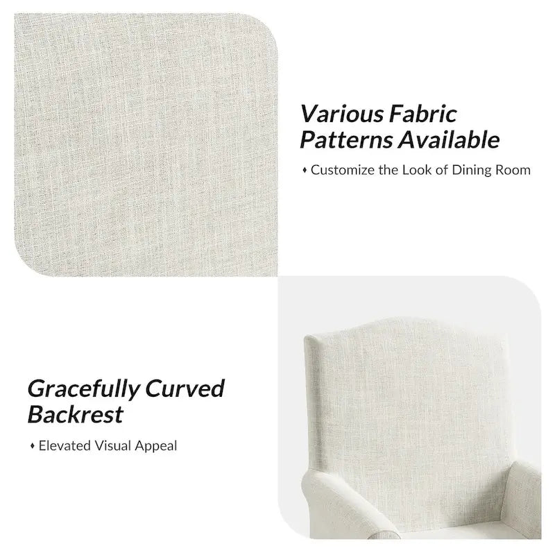Alethea Upholstered Slipcover Arm Dining Chair with Soild Wood Legs Set of 2 by HULALA HOME 16