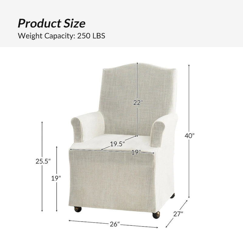 Alethea Upholstered Slipcover Arm Dining Chair with Soild Wood Legs Set of 2 by HULALA HOME 19