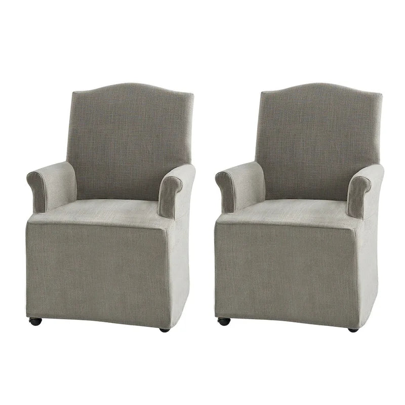 Alethea Upholstered Slipcover Arm Dining Chair with Soild Wood Legs Set of 2 by HULALA HOME 21