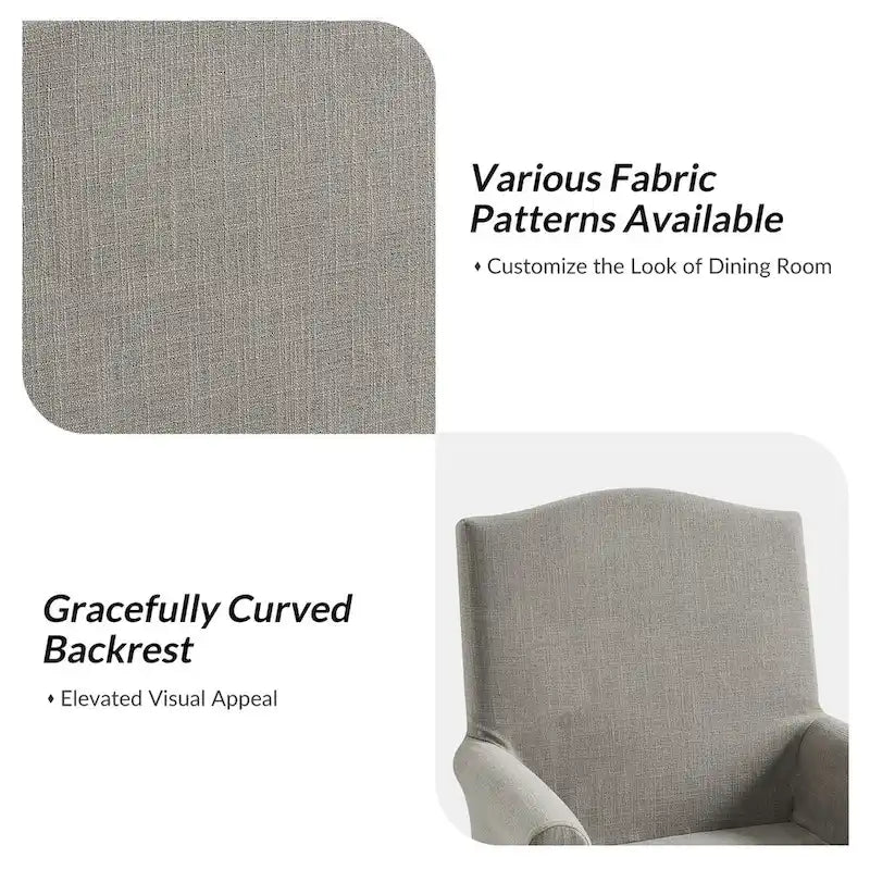 Alethea Upholstered Slipcover Arm Dining Chair with Soild Wood Legs Set of 2 by HULALA HOME 24