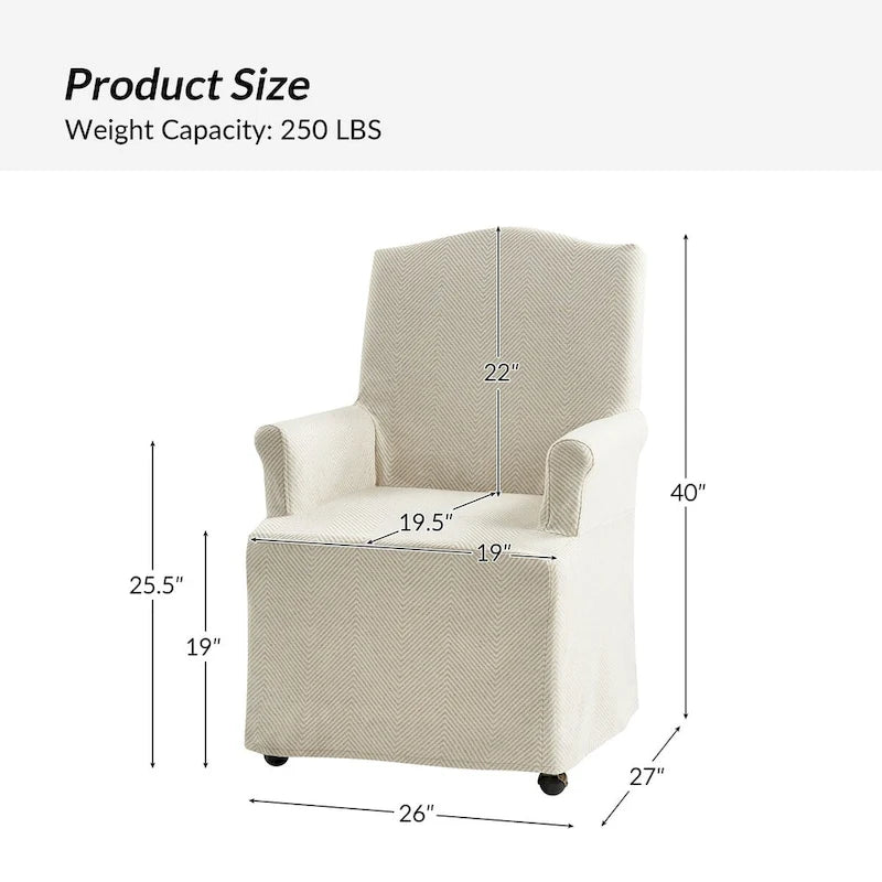 Alethea Upholstered Slipcover Arm Dining Chair with Soild Wood Legs Set of 2 by HULALA HOME 32