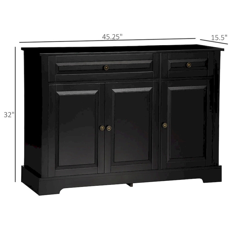 Sideboard Buffet Cabinet, Modern Kitchen Cabinet with 2 Drawers and Adjustable Shelves, Coffee Bar Cabinet 3