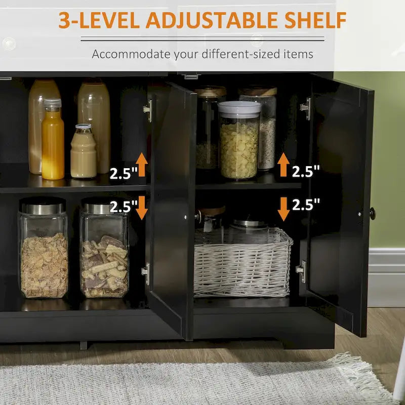 Sideboard Buffet Cabinet, Modern Kitchen Cabinet with 2 Drawers and Adjustable Shelves, Coffee Bar Cabinet 5