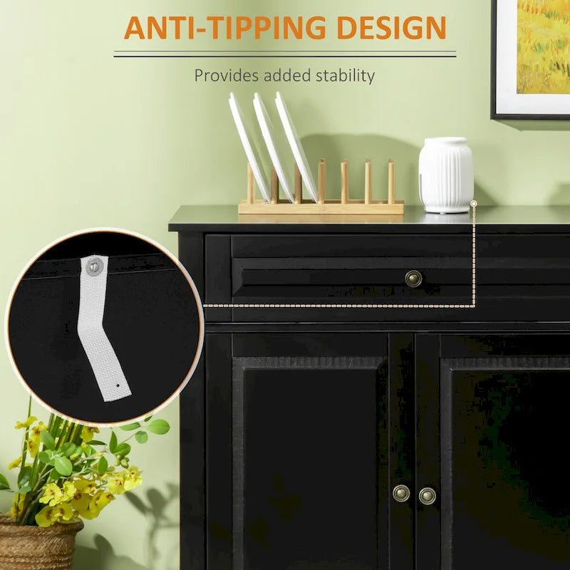 Sideboard Buffet Cabinet, Modern Kitchen Cabinet with 2 Drawers and Adjustable Shelves, Coffee Bar Cabinet 6