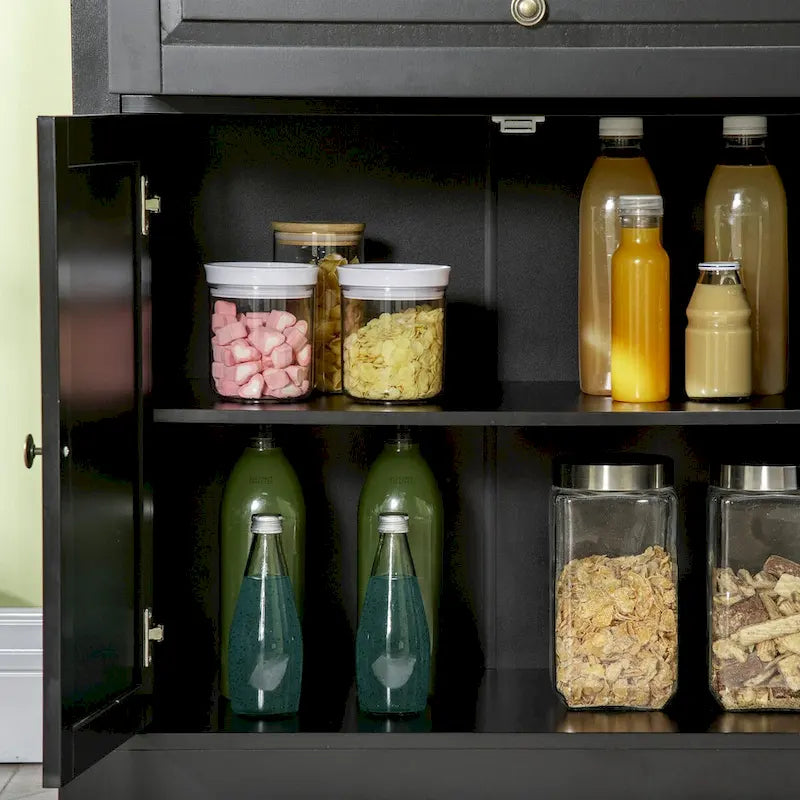 Sideboard Buffet Cabinet, Modern Kitchen Cabinet with 2 Drawers and Adjustable Shelves, Coffee Bar Cabinet 7