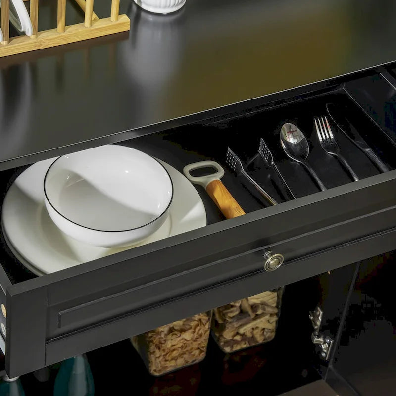 Sideboard Buffet Cabinet, Modern Kitchen Cabinet with 2 Drawers and Adjustable Shelves, Coffee Bar Cabinet 9