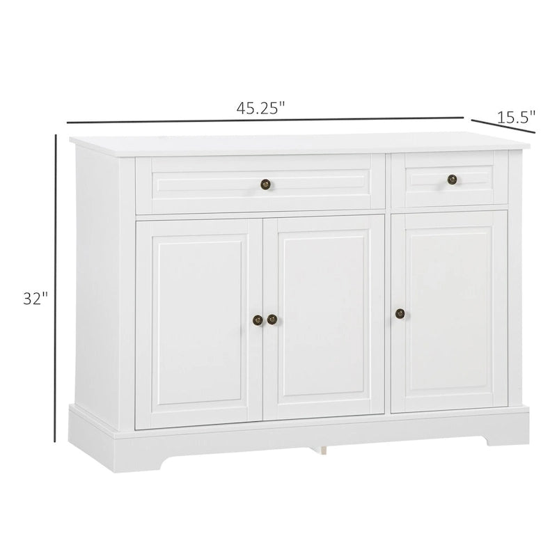 Sideboard Buffet Cabinet, Modern Kitchen Cabinet with 2 Drawers and Adjustable Shelves, Coffee Bar Cabinet 12