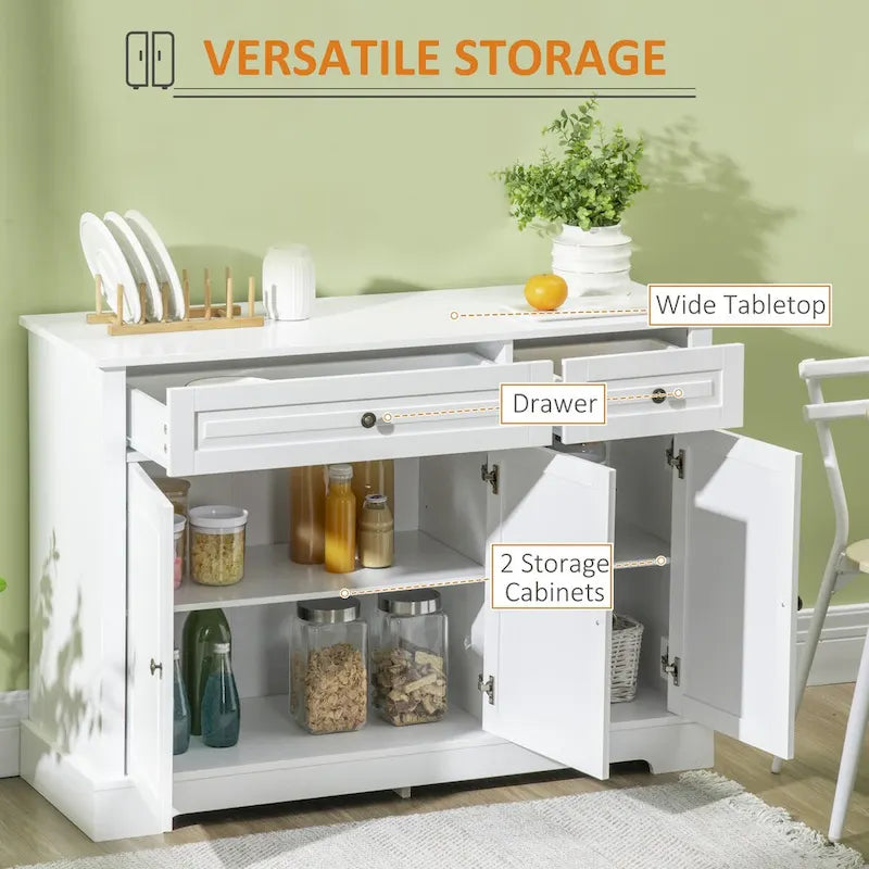 Sideboard Buffet Cabinet, Modern Kitchen Cabinet with 2 Drawers and Adjustable Shelves, Coffee Bar Cabinet 13