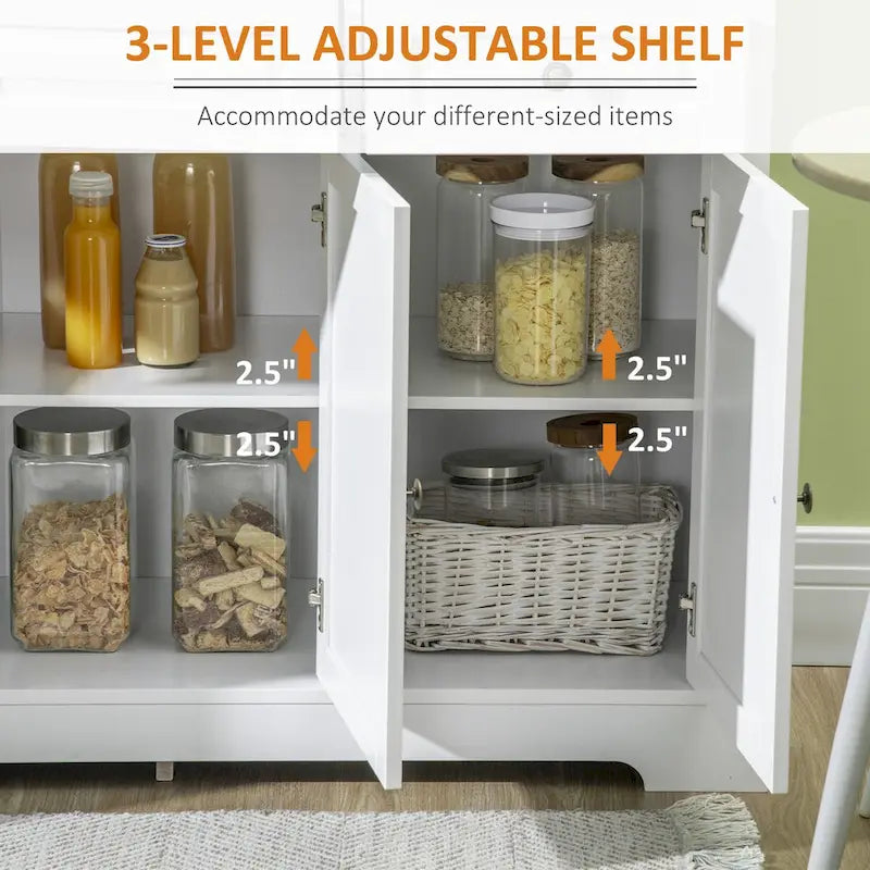 Sideboard Buffet Cabinet, Modern Kitchen Cabinet with 2 Drawers and Adjustable Shelves, Coffee Bar Cabinet 14