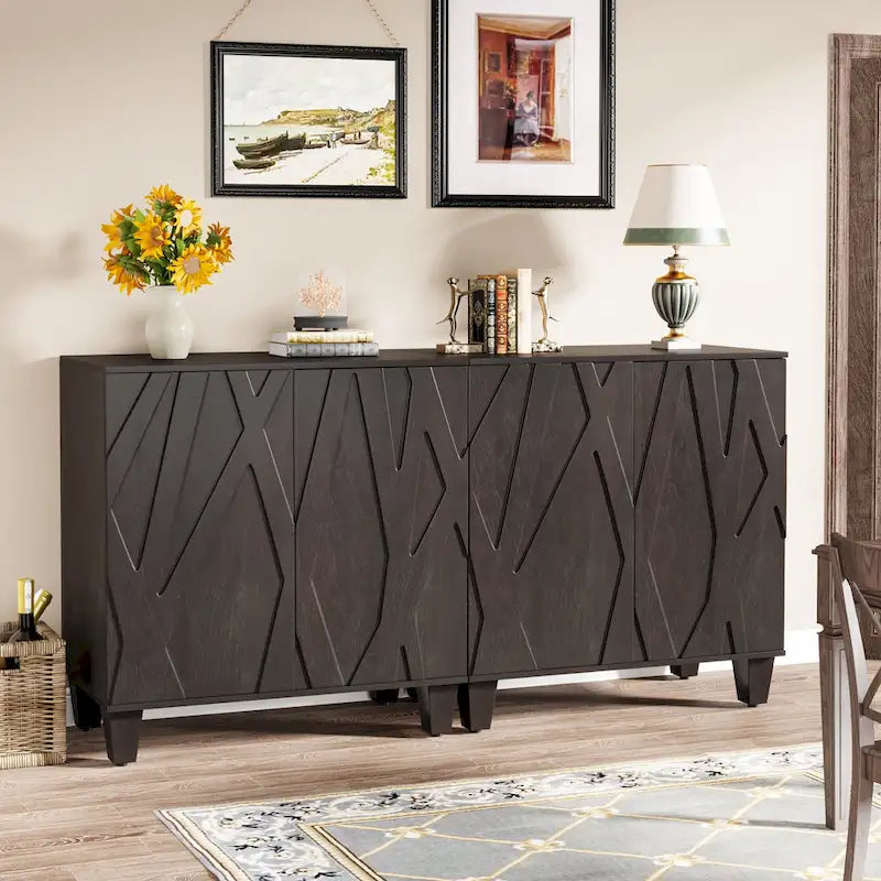 Credenza da 55 pollici con ripiani regolabili per cucina o sala da pranzo 9