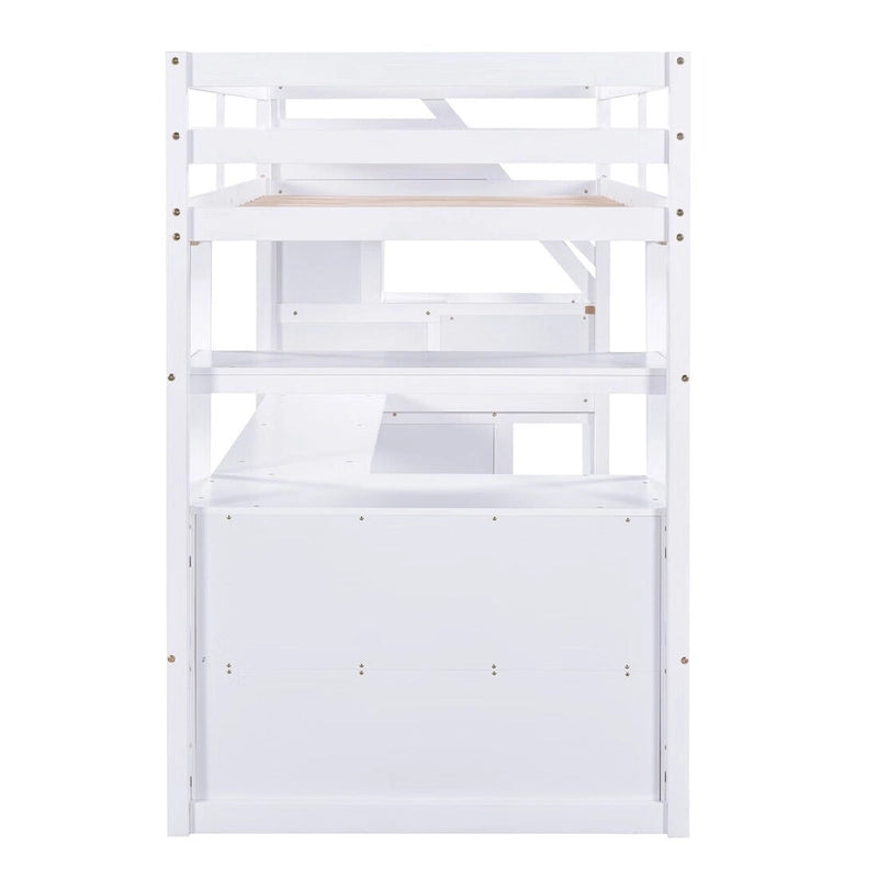 Merax Loft Bed with Desk and Shelves