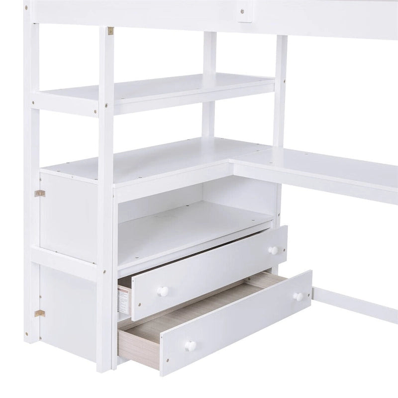 Merax Loft Bed with Desk and Shelves 3