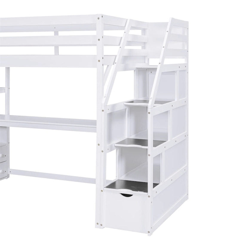 Merax Loft Bed with Desk and Shelves 4