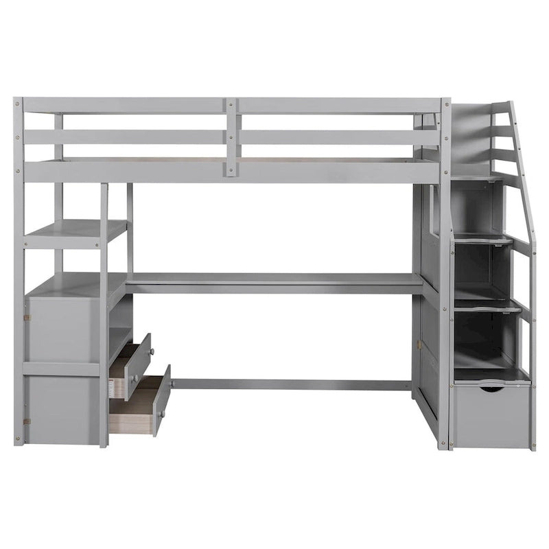 Merax Loft Bed with Desk and Shelves 8