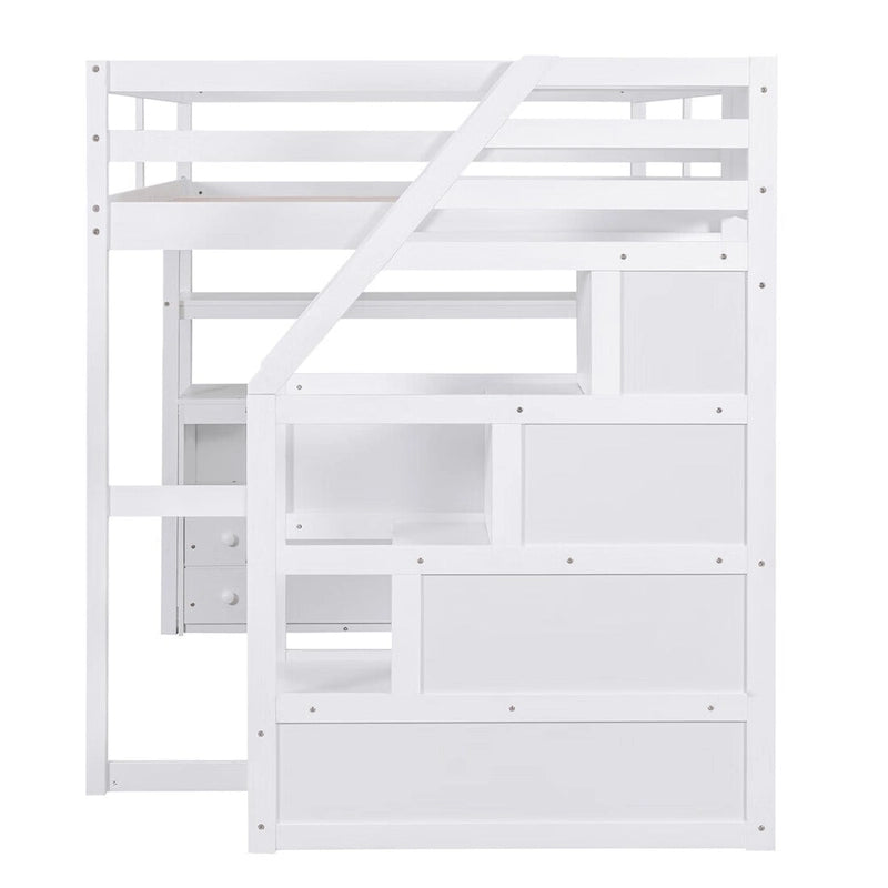 Merax Loft Bed with Desk and Shelves 13