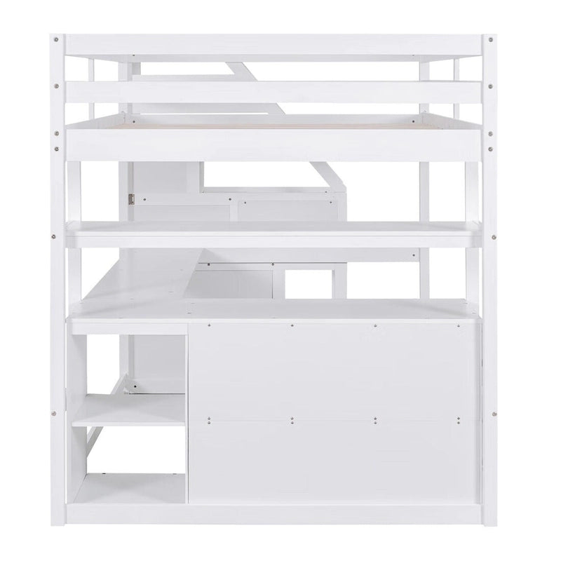 Merax Loft Bed with Desk and Shelves 14