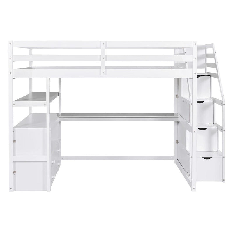 Merax Loft Bed with Desk and Shelves 15
