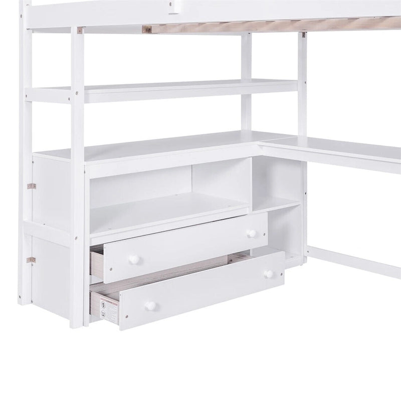 Merax Loft Bed with Desk and Shelves 17