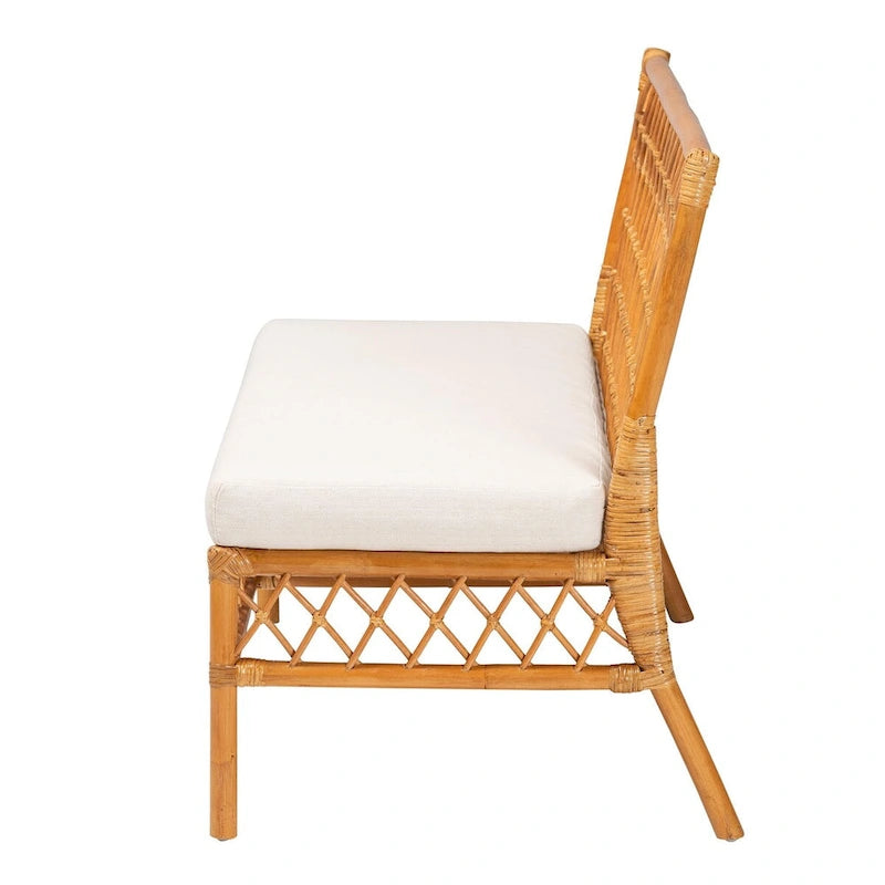 Capella Modern Bohemian Honey Rattan Dining Bench 4