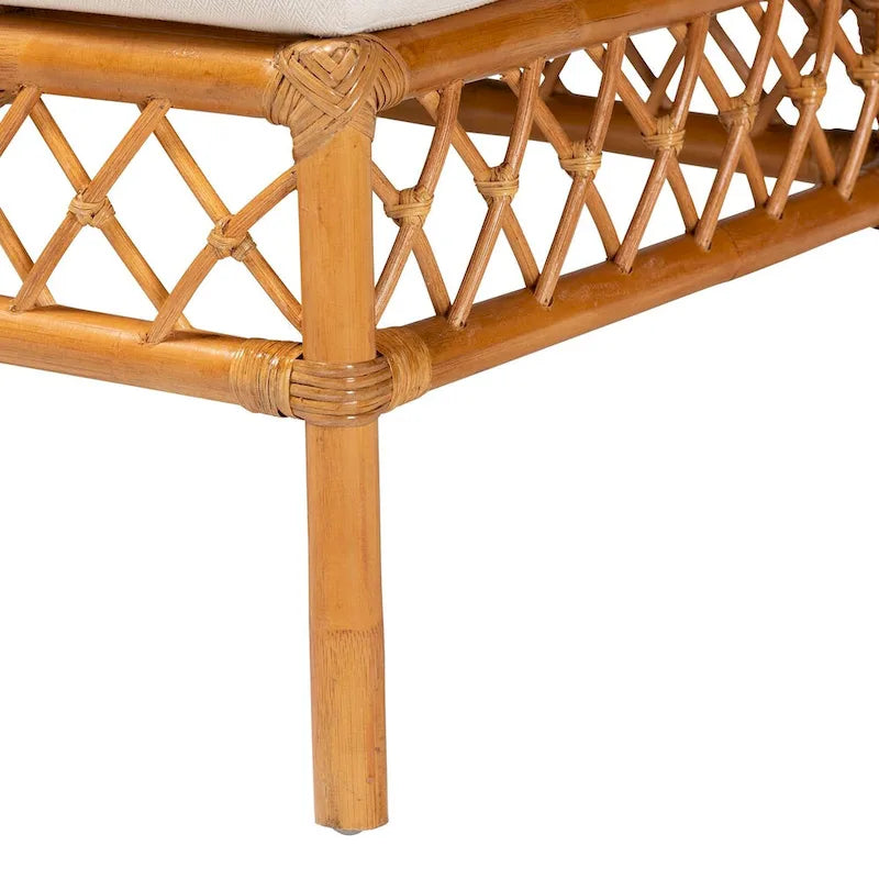 Capella Modern Bohemian Honey Rattan Dining Bench 7