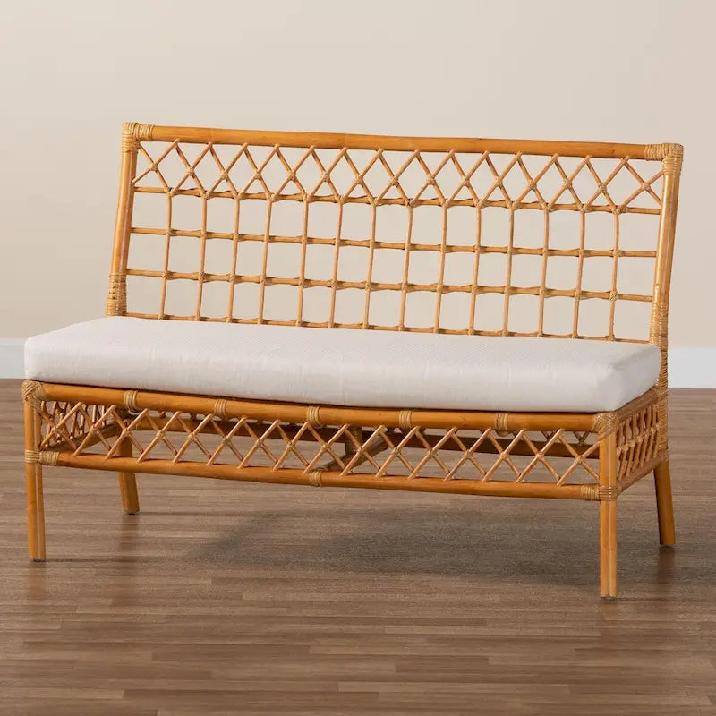 Capella Modern Bohemian Honey Rattan Dining Bench 10