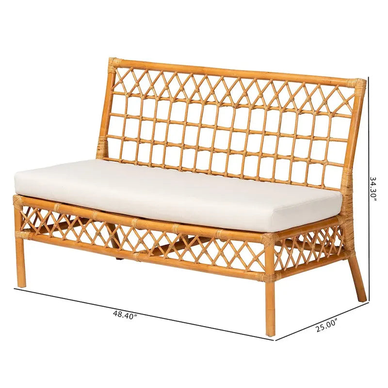 Capella Modern Bohemian Honey Rattan Dining Bench 11