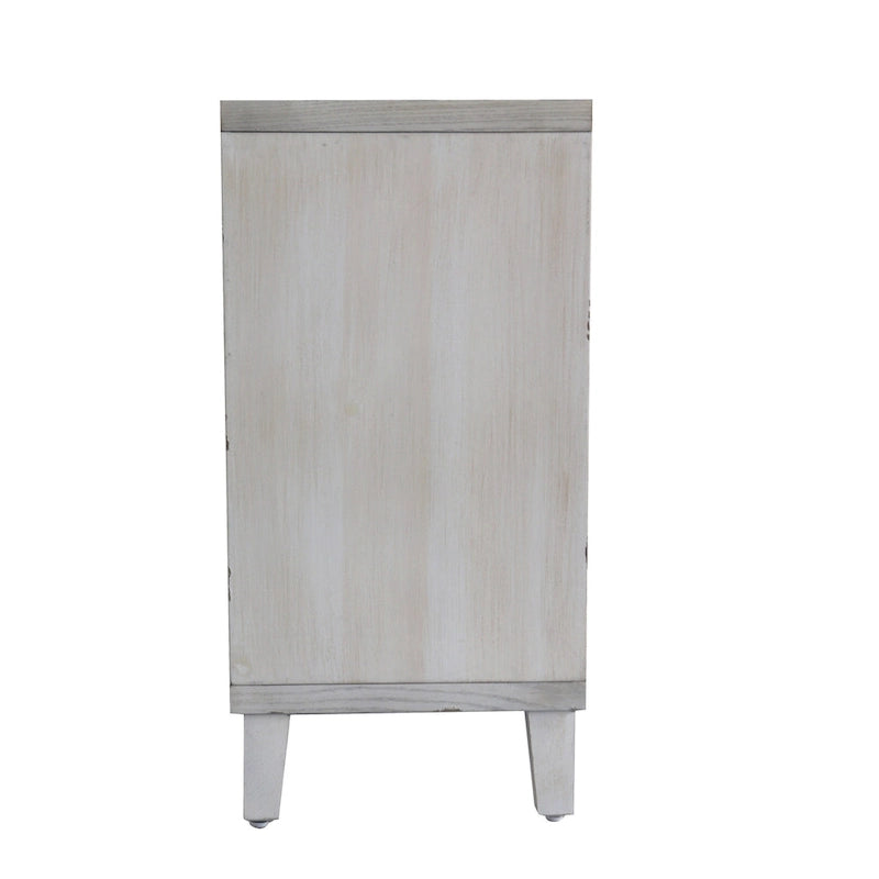 60-in Farmhouse Natural Wood Wash 4 Shutter Door Wooden Sideboard Buffet Server Accent Storage Cabinet 9