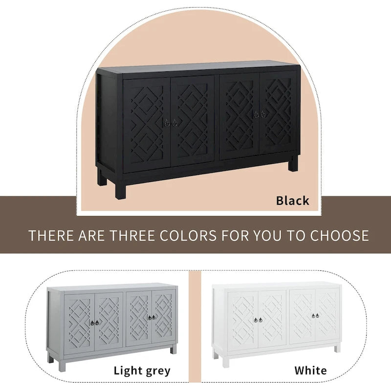 Large Storage Space Sideboard,4 Door Buffet Cabinet with Pull Ring Handles - N/A 8