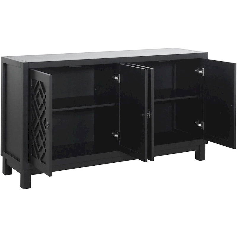 Large Storage Space Sideboard,4 Door Buffet Cabinet with Pull Ring Handles - N/A 9