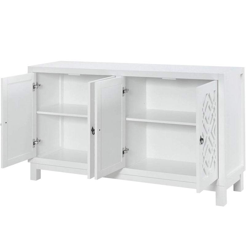 Large Storage Space Sideboard,4 Door Buffet Cabinet with Pull Ring Handles - N/A 16