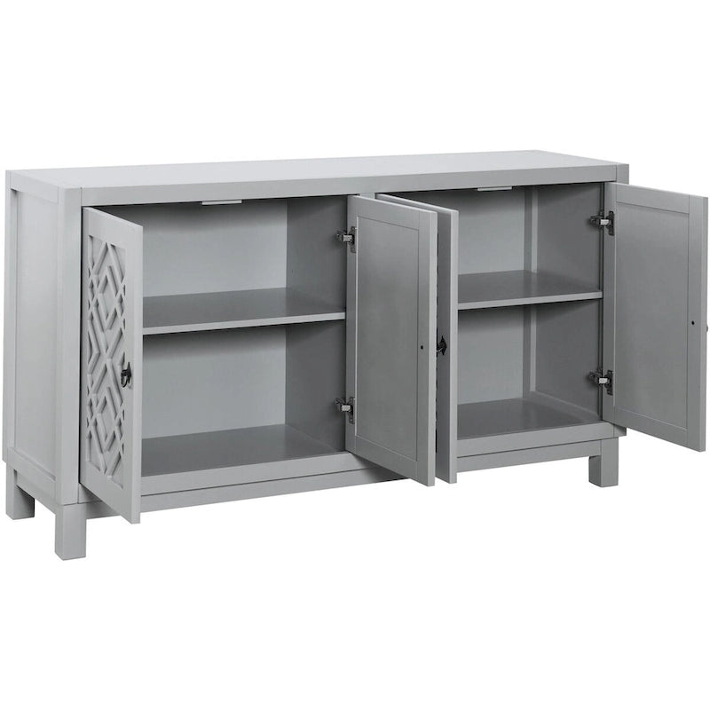 Large Storage Space Sideboard,4 Door Buffet Cabinet with Pull Ring Handles - N/A 22