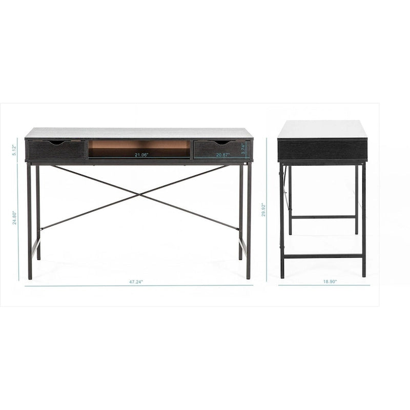 JJS 48' Writing Desk with Drawers, Contemporary Home Office Large Computer Laptop Workstation with Storage 3