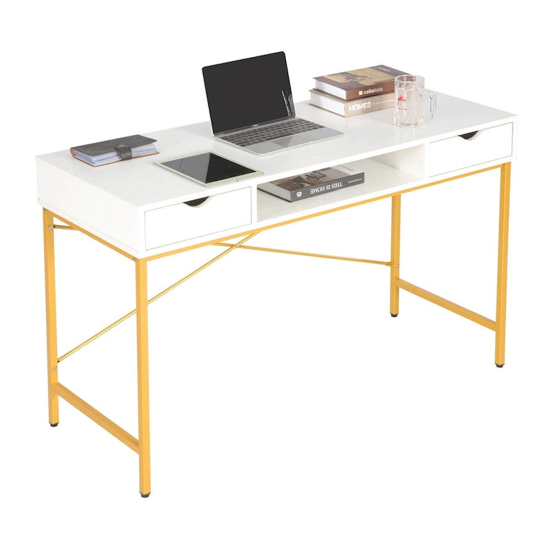 JJS 48' Writing Desk with Drawers, Contemporary Home Office Large Computer Laptop Workstation with Storage 4