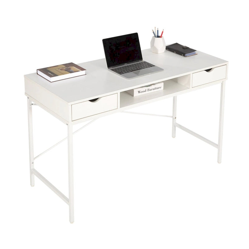 JJS 48' Writing Desk with Drawers, Contemporary Home Office Large Computer Laptop Workstation with Storage 11