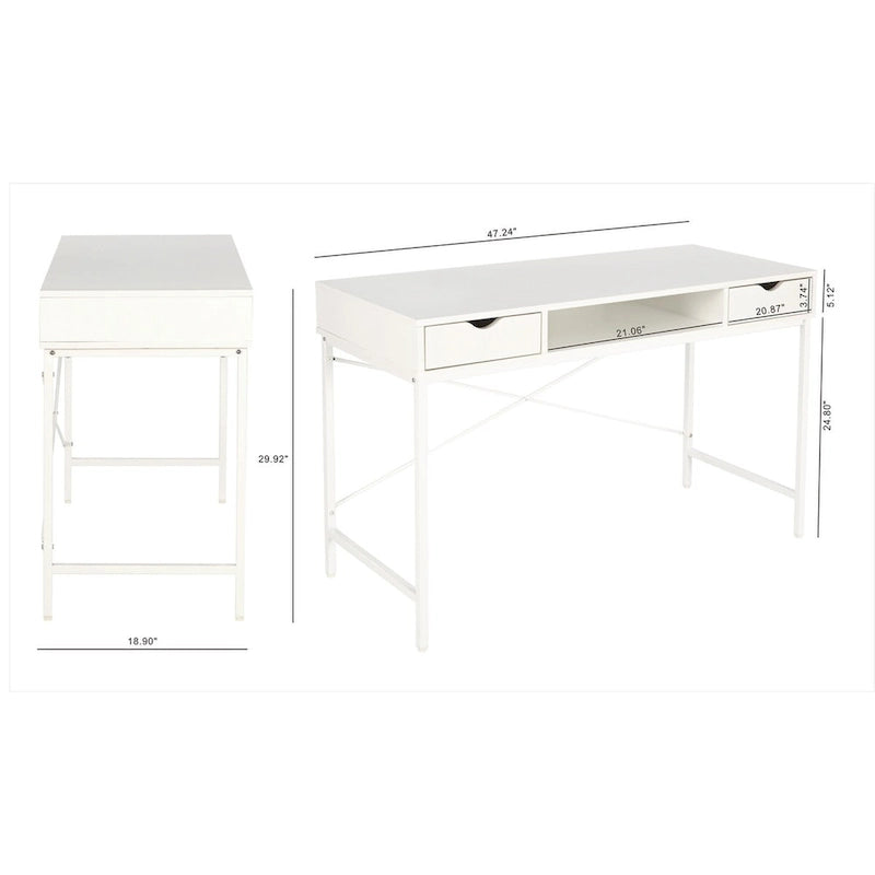 JJS 48' Writing Desk with Drawers, Contemporary Home Office Large Computer Laptop Workstation with Storage 17